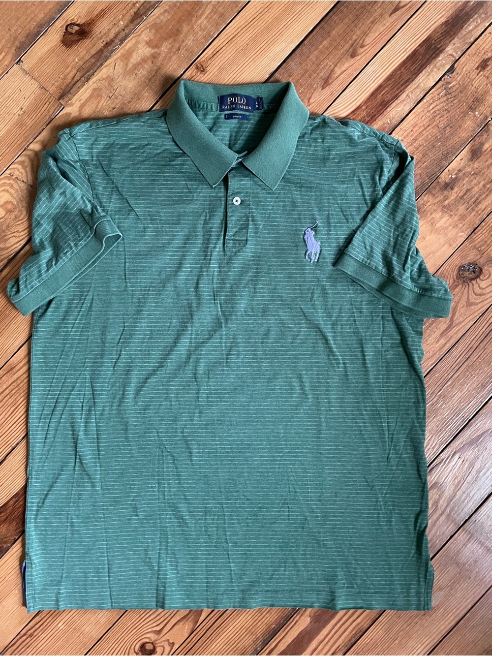 Polo by Ralph Lauren Green Thin-Striped Short Sleeve Polo